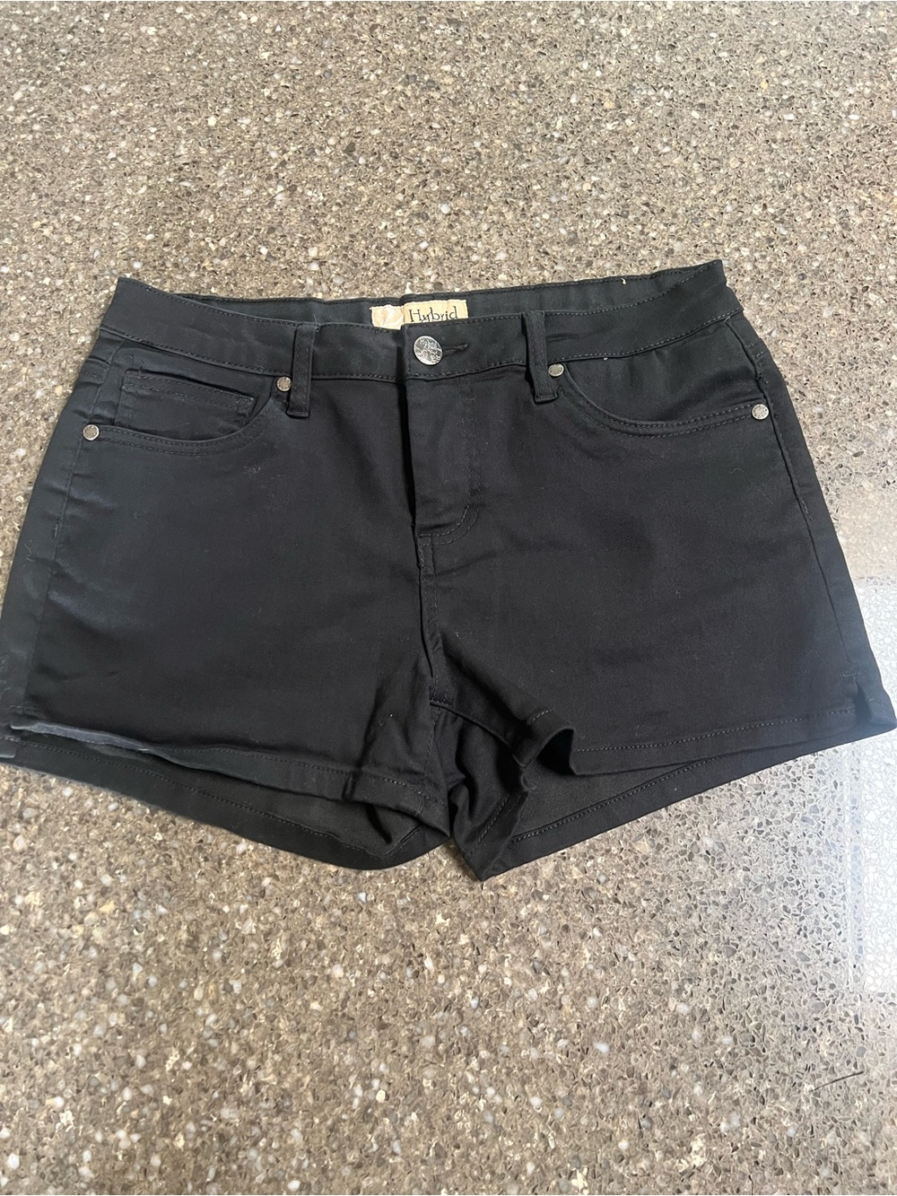 Hybrid & company Black Stretch Denim Jean Shorts Size 11 Summer Vacation Beach